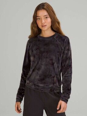 Lululemon Women's Warm Down Crew Velour Sweatshirt Size 8 Dark Grey Multi